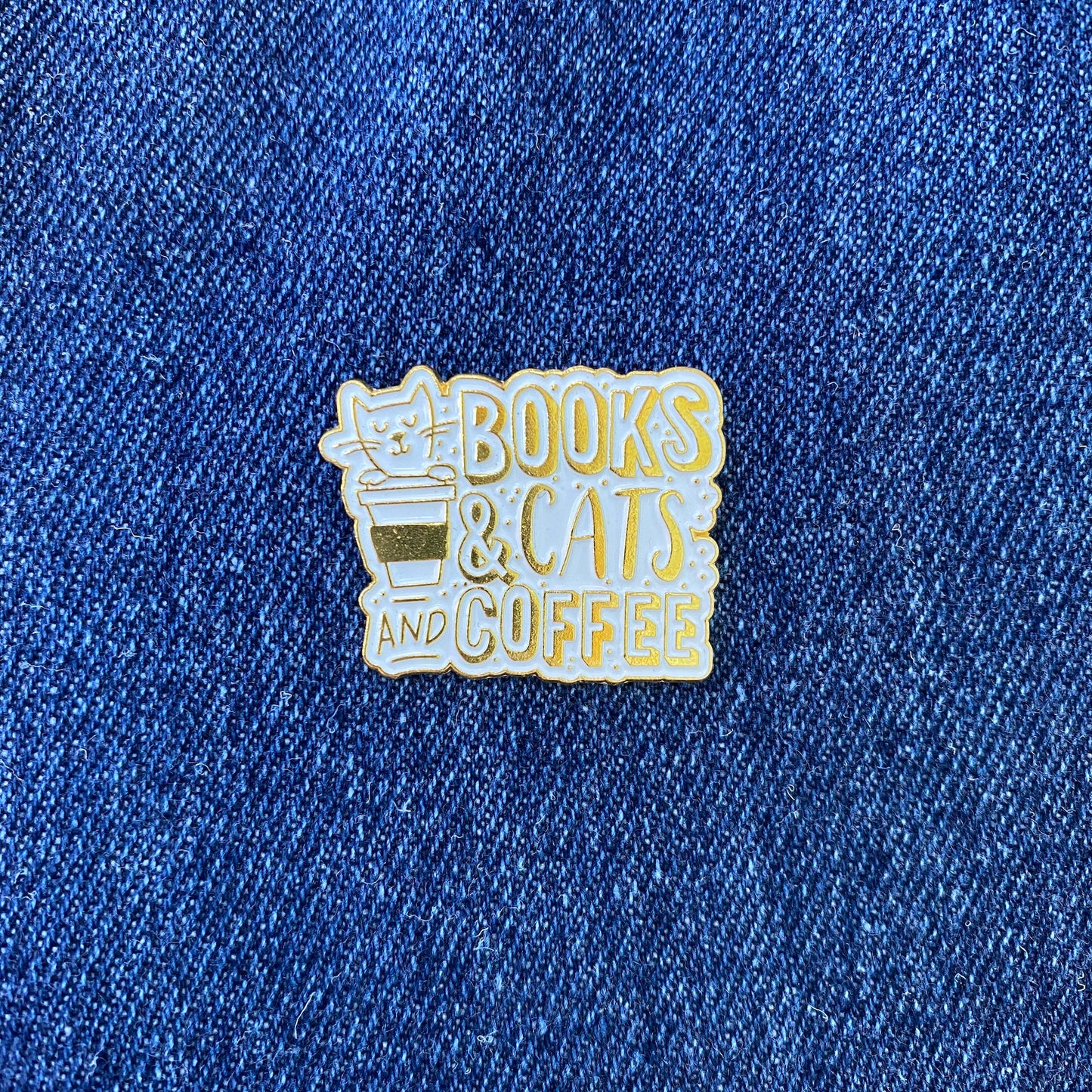 Books and Cats and Coffee Enamel Pin - thehappypin