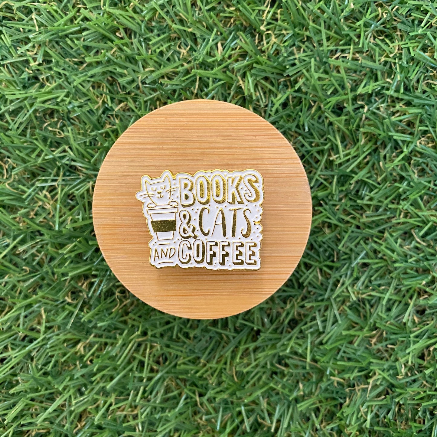 Books and Cats and Coffee Enamel Pin - thehappypin