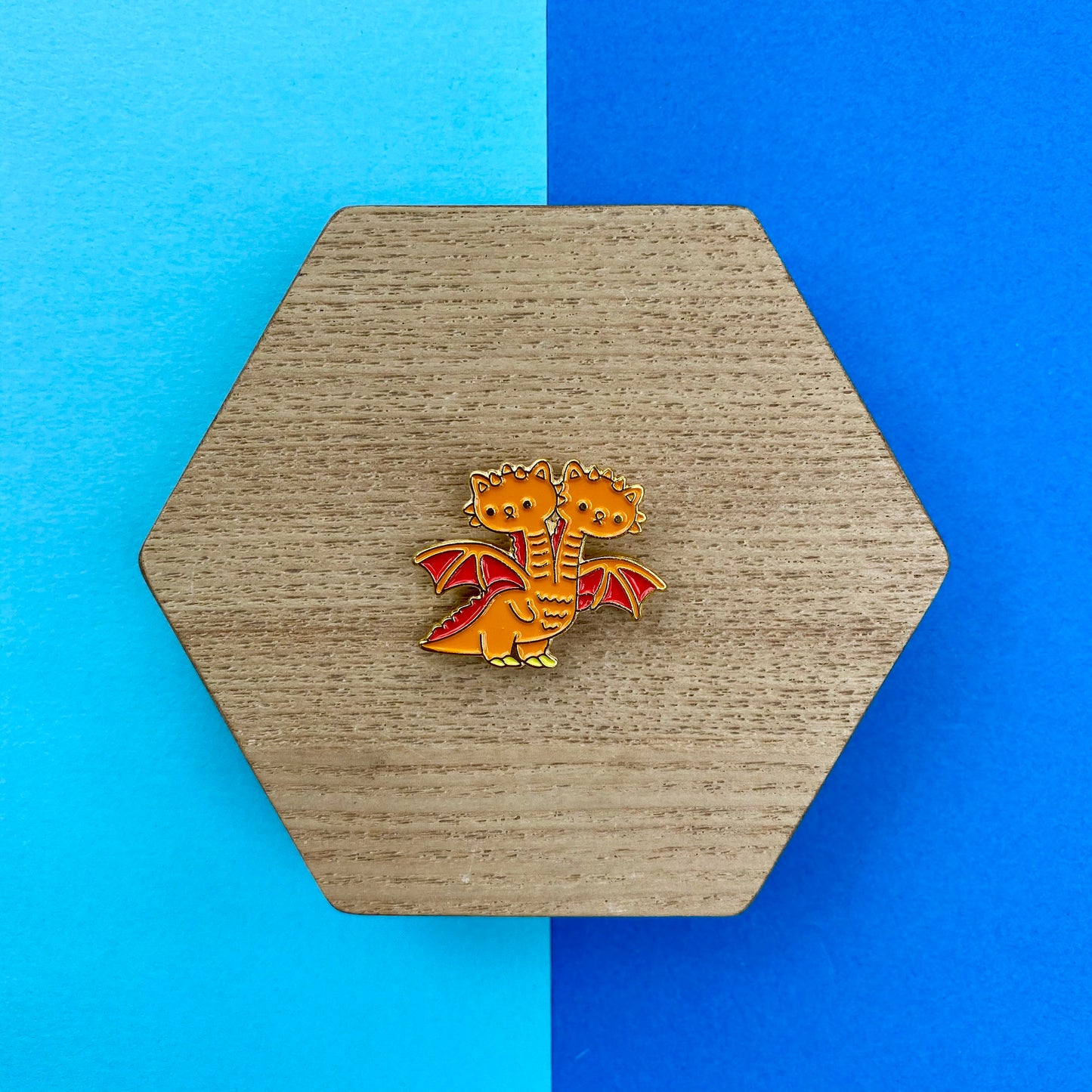 Fire and Ball the Two Headed Dragon Enamel Pin - thehappypin