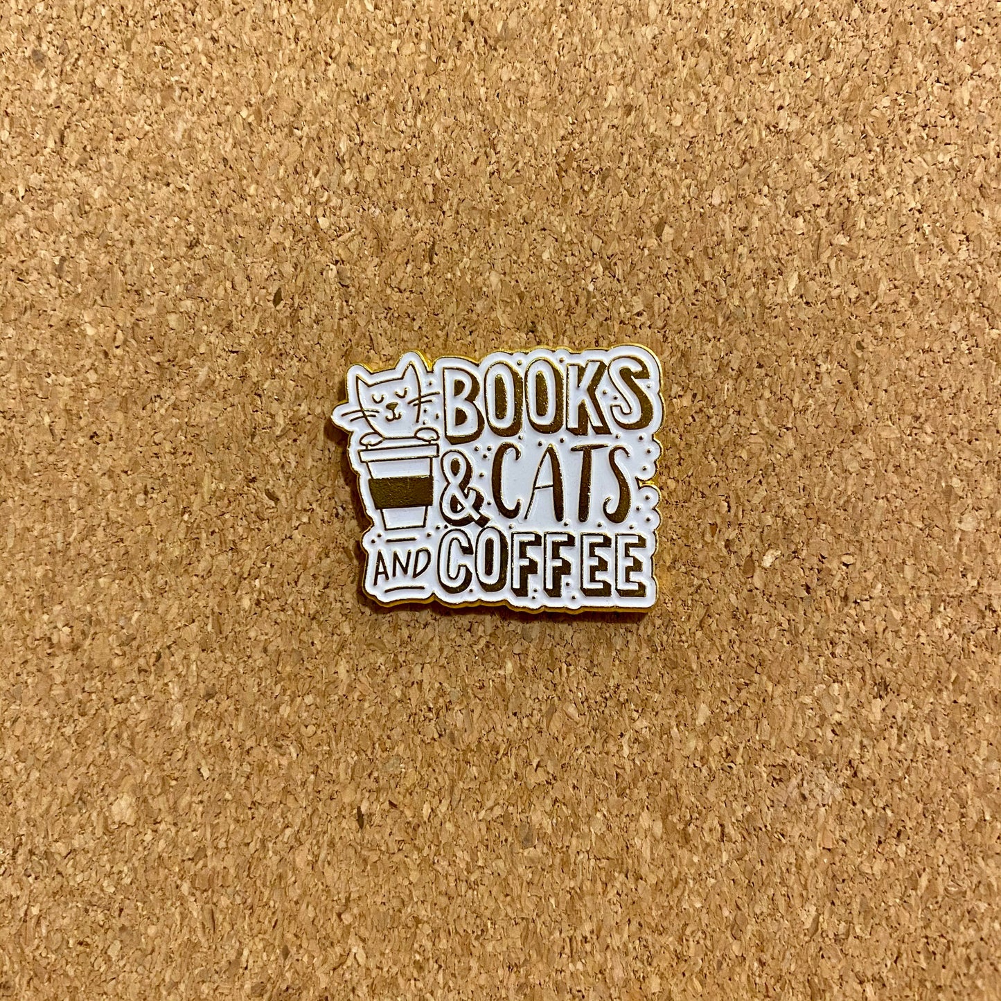 Books and Cats and Coffee Enamel Pin - thehappypin