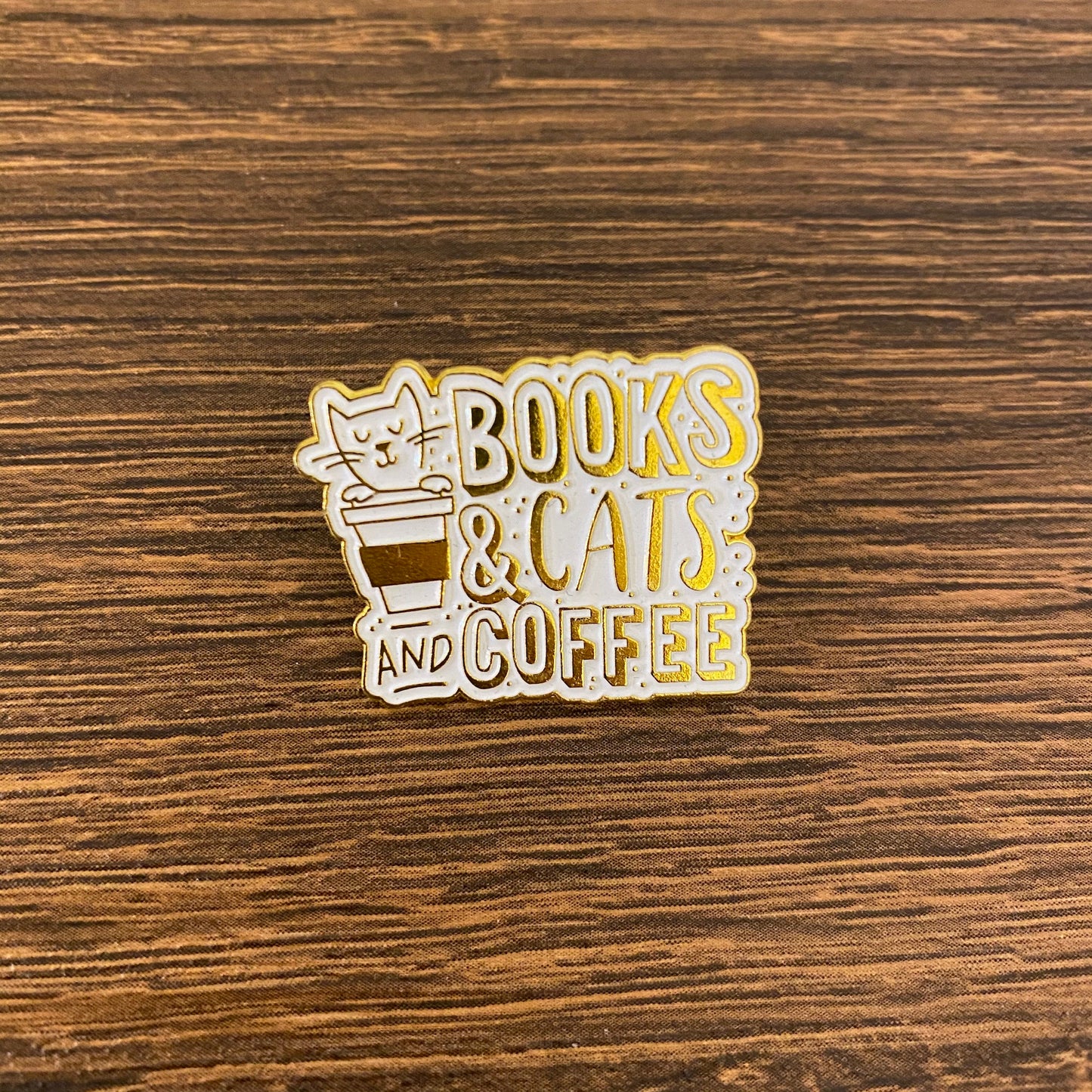 Books and Cats and Coffee Enamel Pin - thehappypin