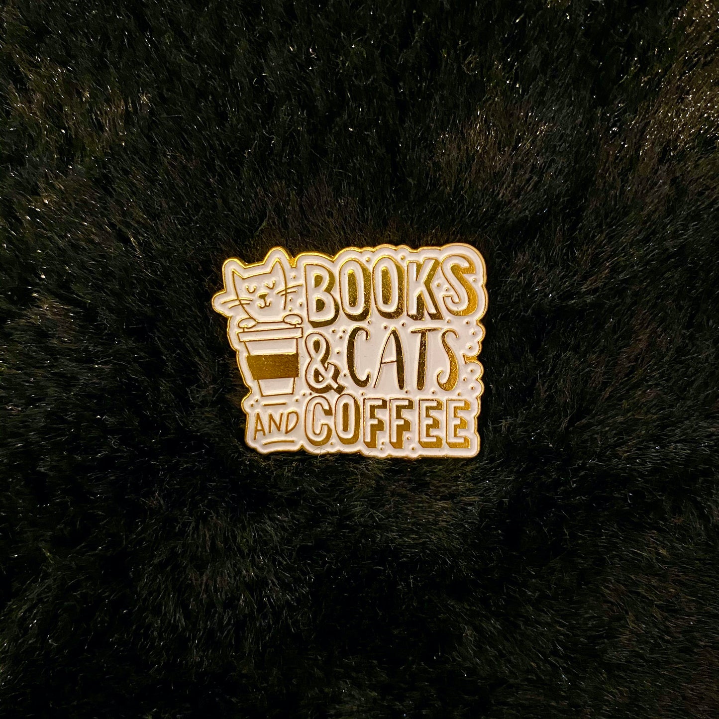Books and Cats and Coffee Enamel Pin - thehappypin