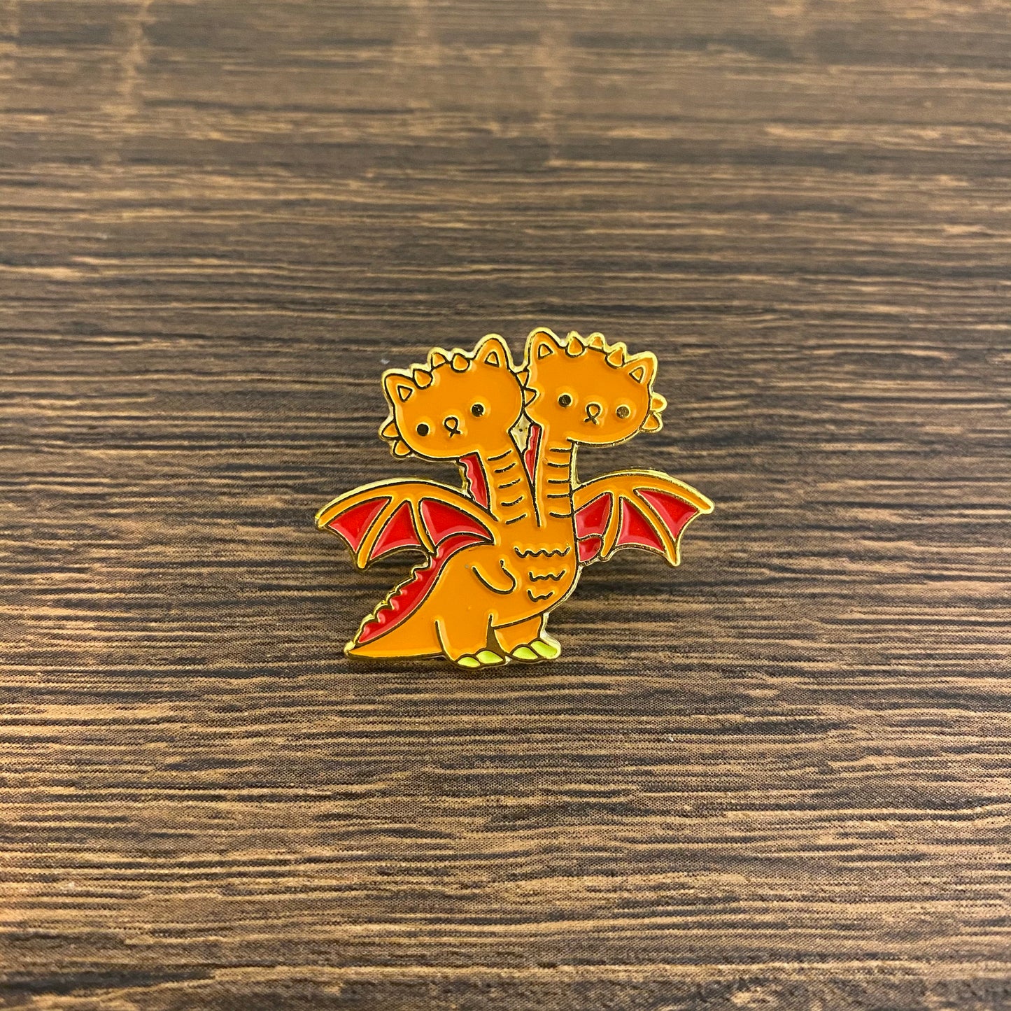 Fire and Ball the Two Headed Dragon Enamel Pin - thehappypin