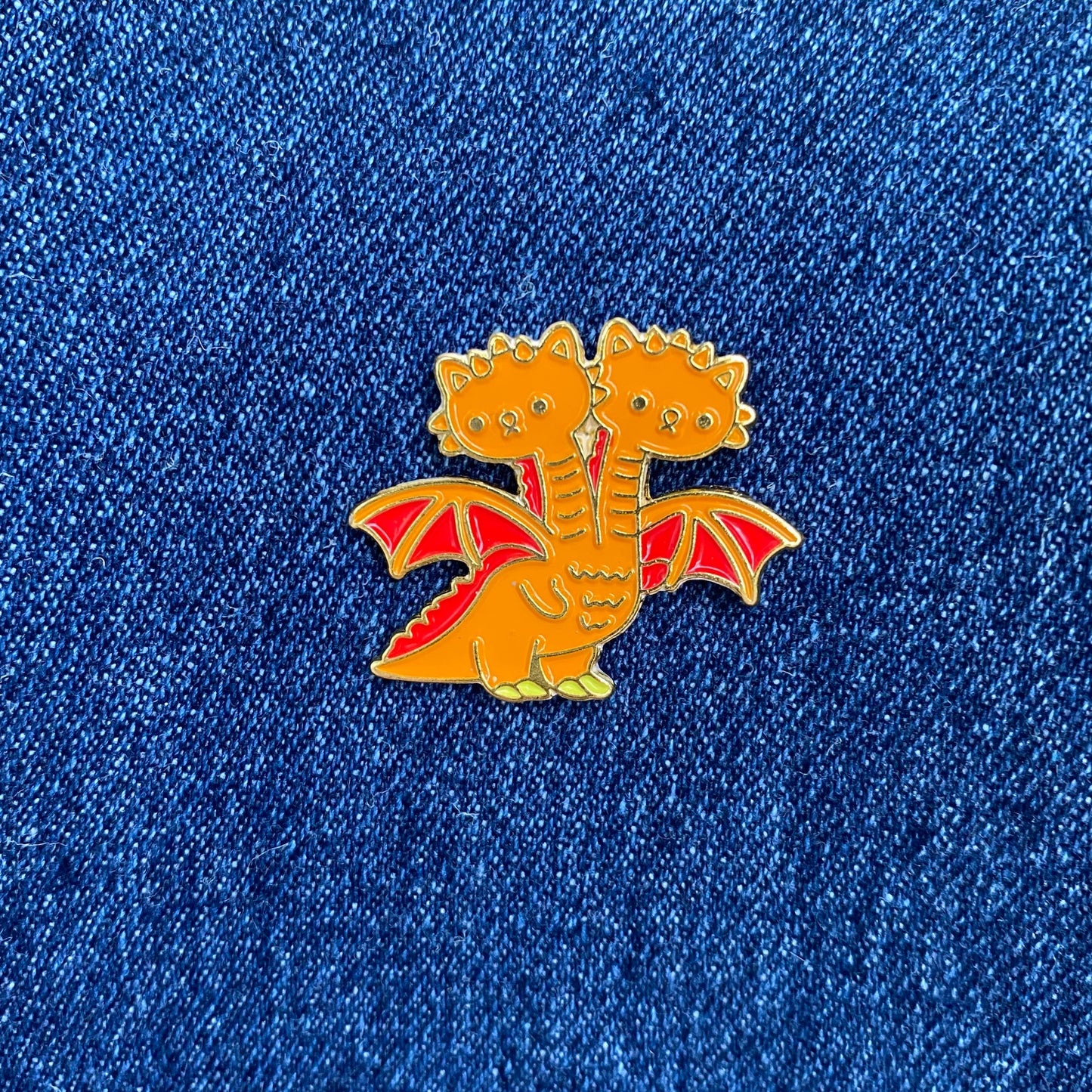 Fire and Ball the Two Headed Dragon Enamel Pin - thehappypin