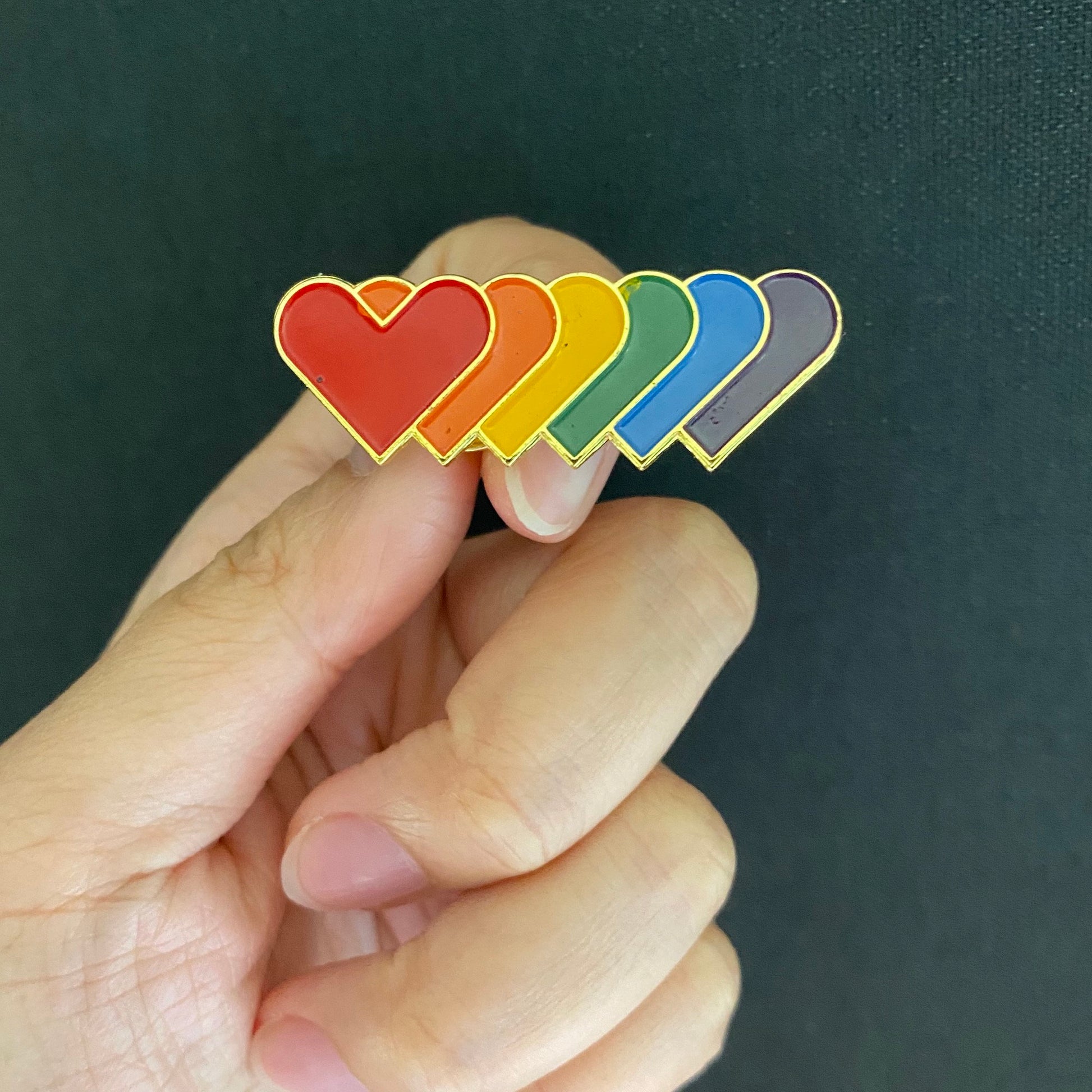 Rainbow Hearts LGBTQ Pride Enamel Pin - thehappypin