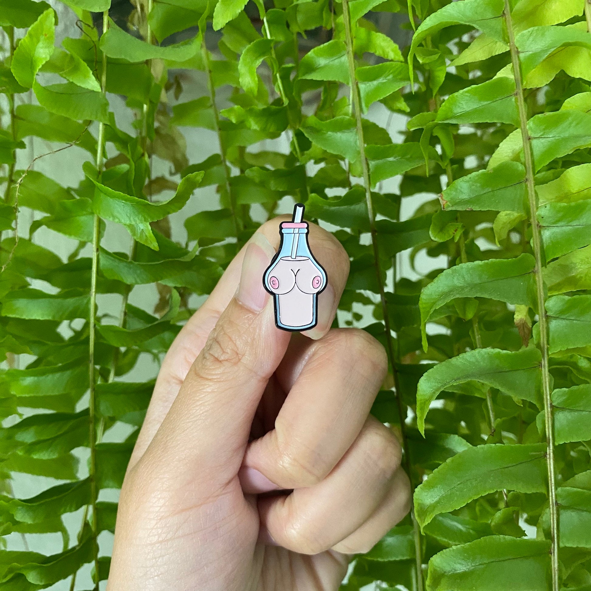 Boob Juice Boobies in a Bottle Enamel Pin - thehappypin
