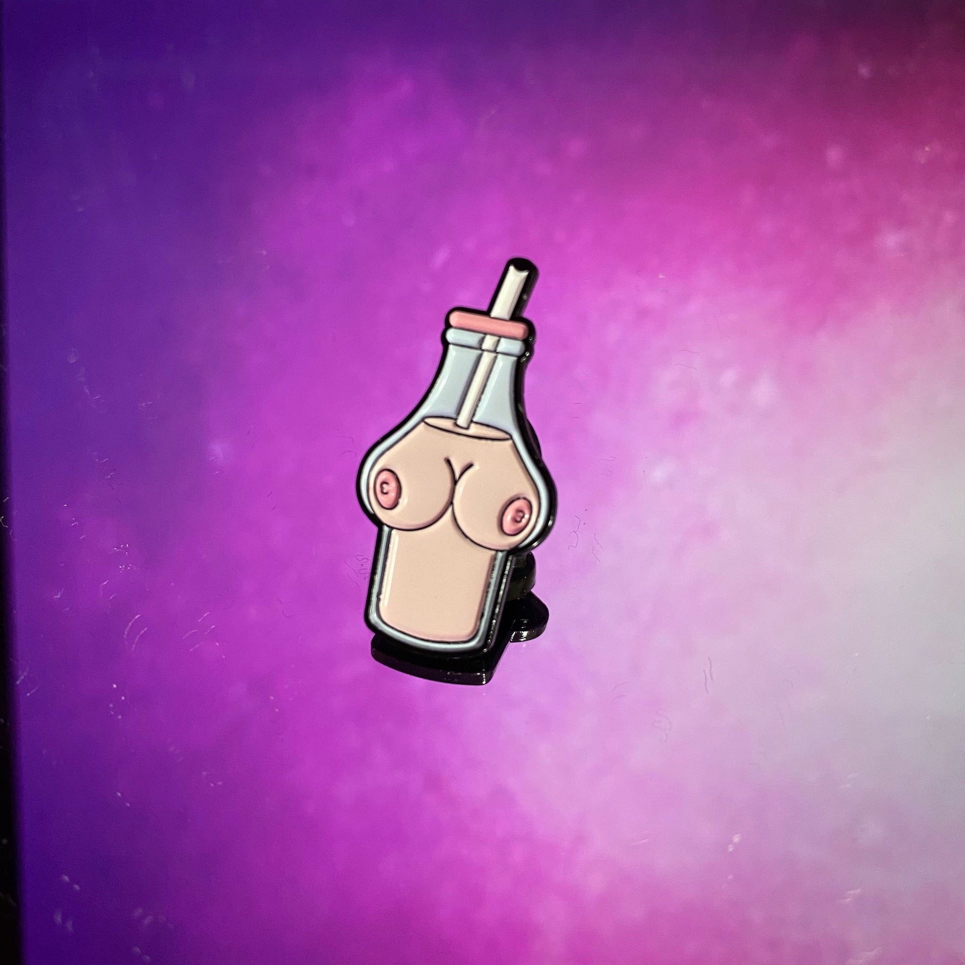 Boob Juice Boobies in a Bottle Enamel Pin - thehappypin