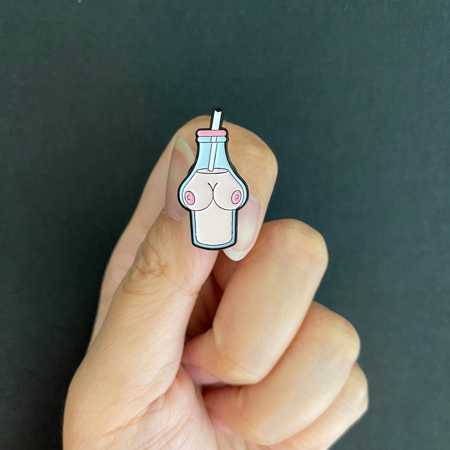 Boob Juice Boobies in a Bottle Enamel Pin - thehappypin