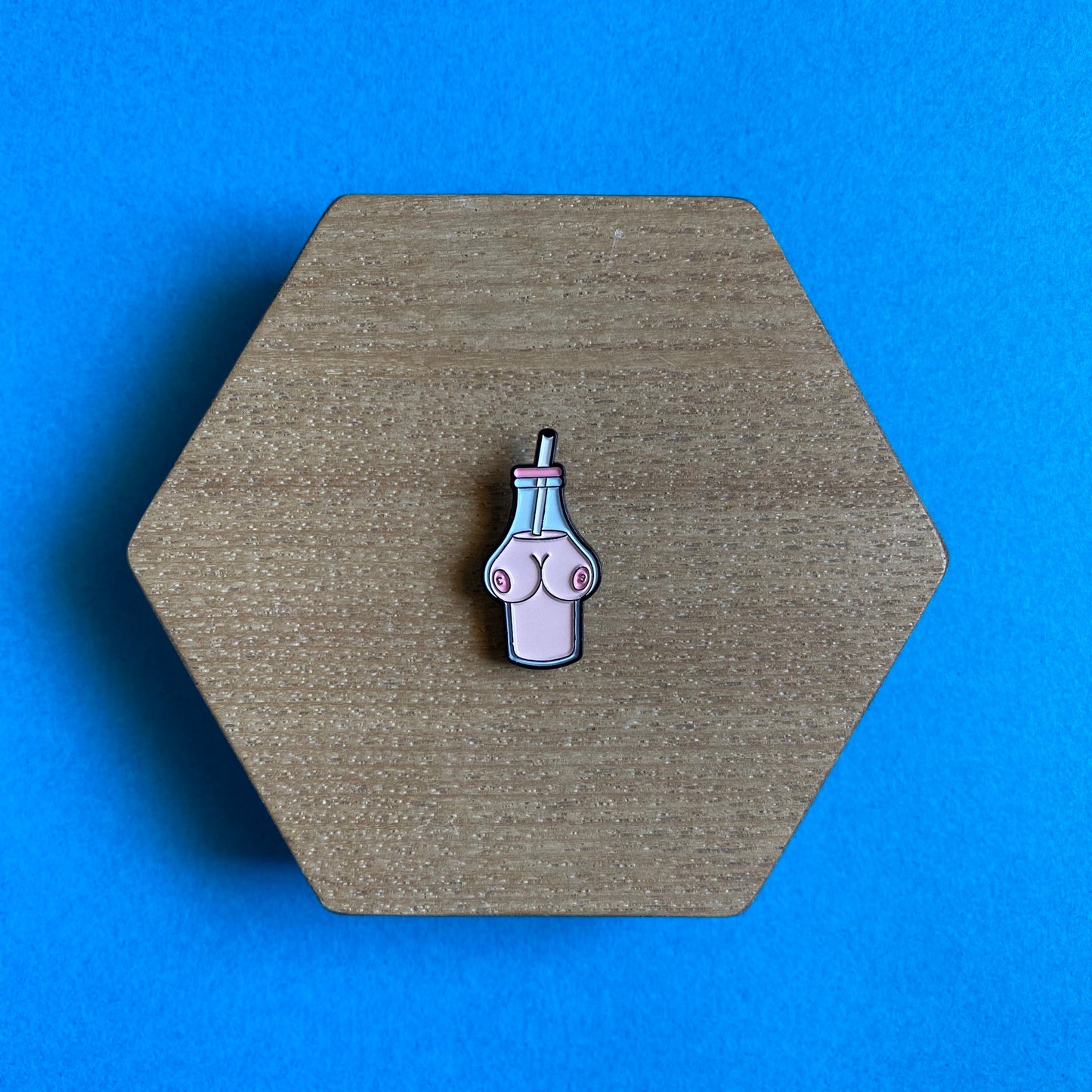 Boob Juice Boobies in a Bottle Enamel Pin - thehappypin