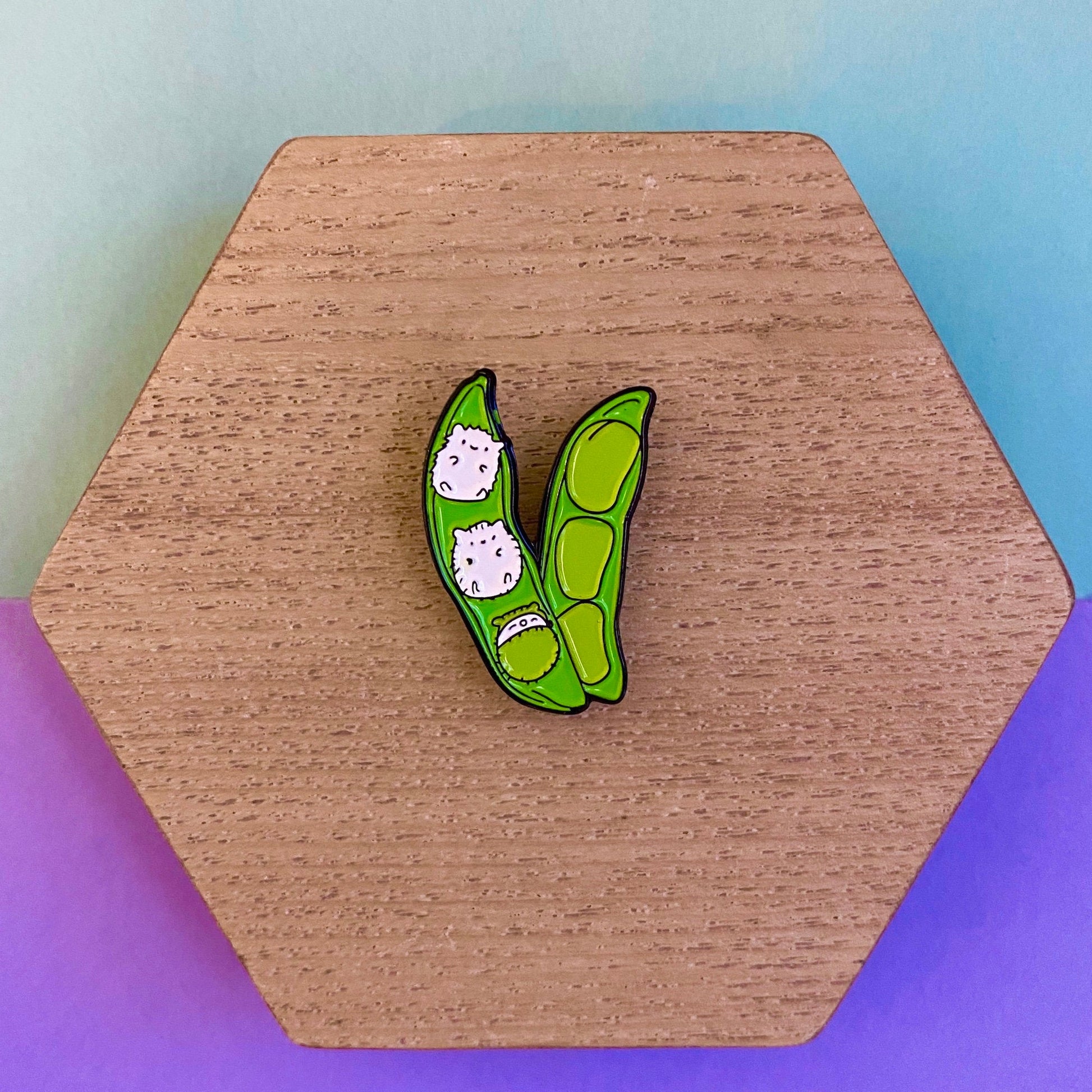Three Super Tiny Kittens Stuck in a Pea Pod Enamel Pin - thehappypin