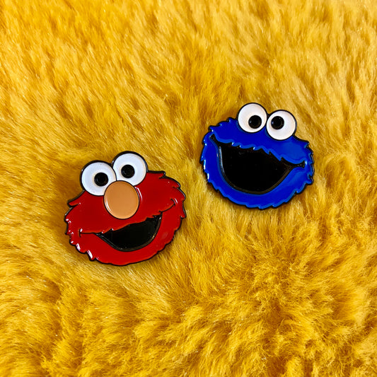 Elmo and Cookie Monster Sesame Street Enamel Pin - thehappypin
