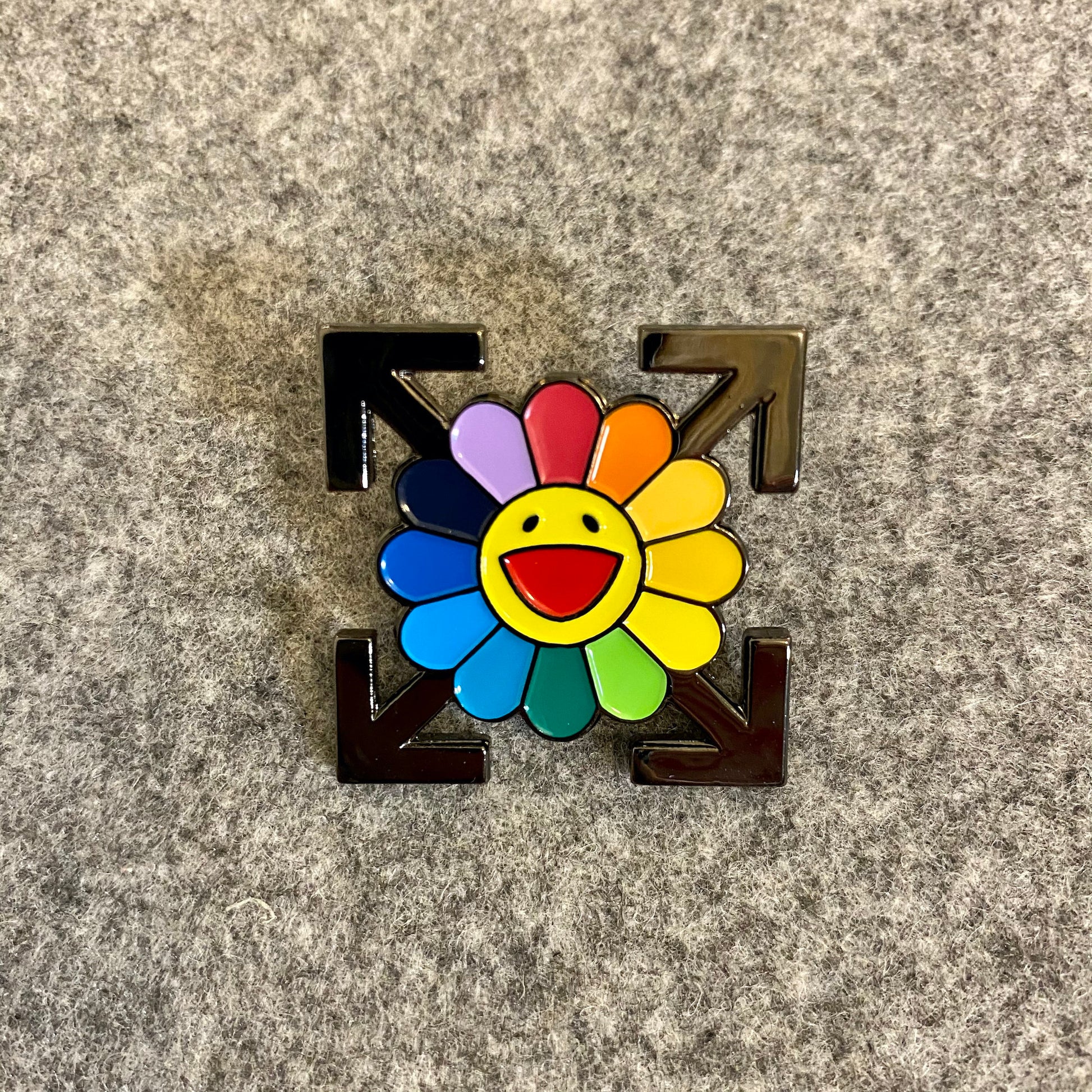Takashi Murakami x Off White Flower Collaboration Enamel Pin - thehappypin