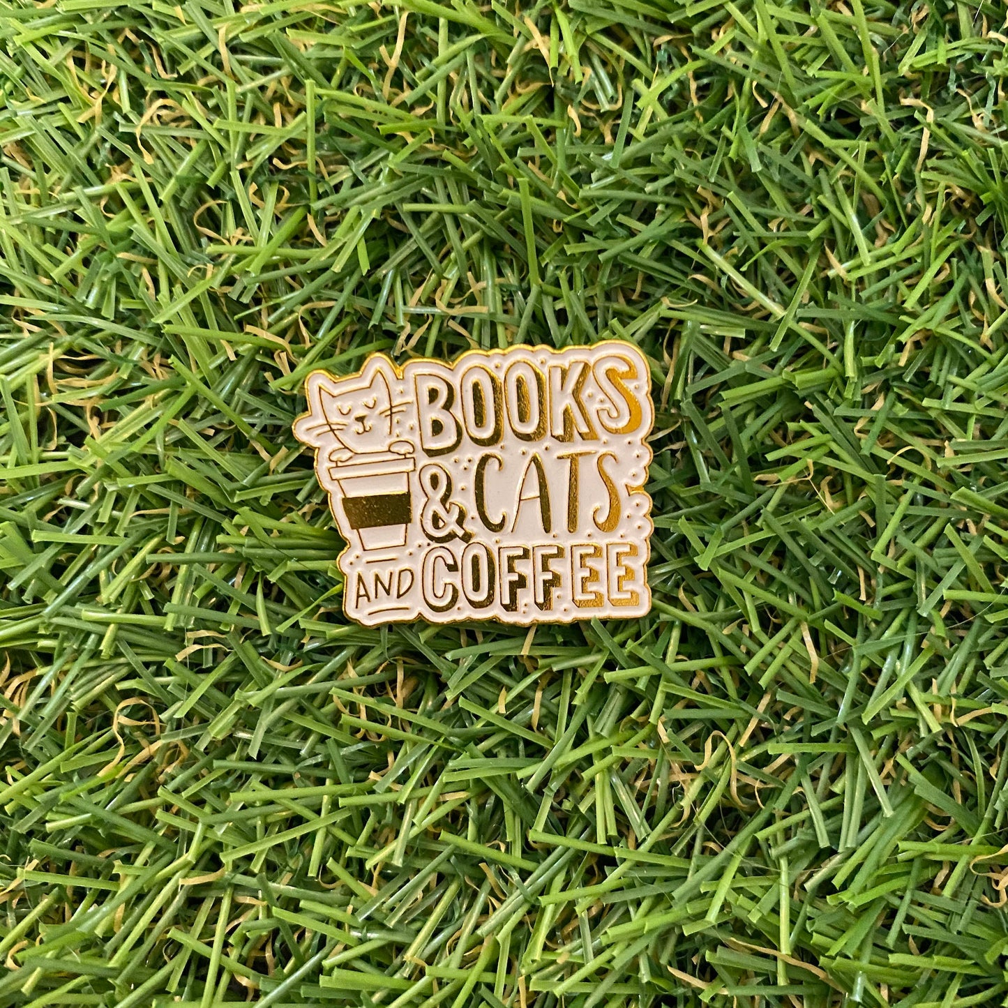 Books and Cats and Coffee Enamel Pin - thehappypin