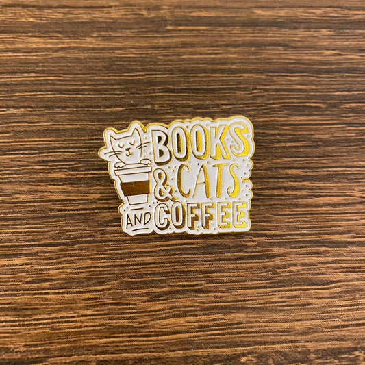 Books and Cats and Coffee Enamel Pin - thehappypin