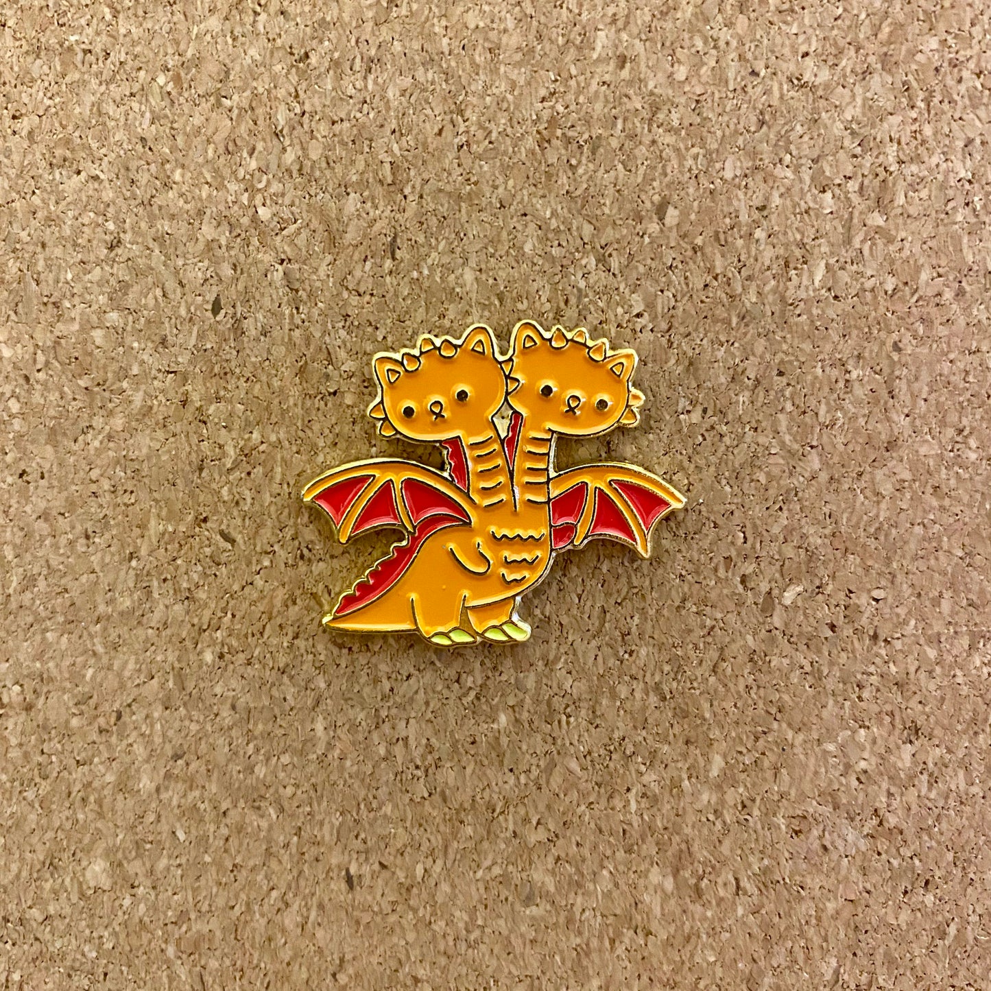 Fire and Ball the Two Headed Dragon Enamel Pin - thehappypin
