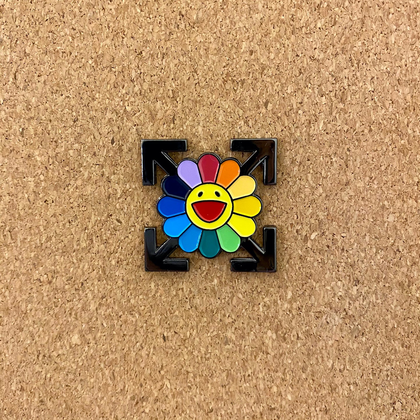 Takashi Murakami x Off White Flower Collaboration Enamel Pin - thehappypin