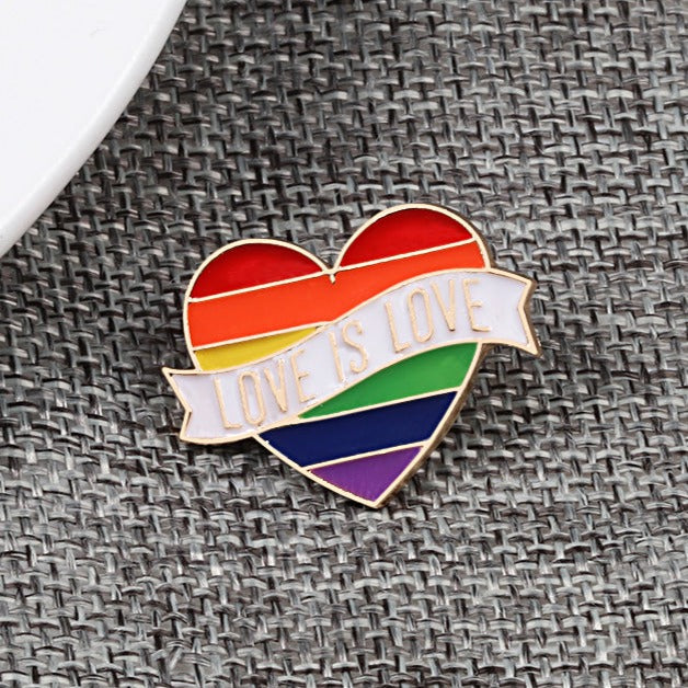 Rainbow Hearts Love is Love LGBTQ Enamel Pin - thehappypin