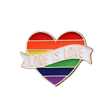Rainbow Hearts Love is Love LGBTQ Enamel Pin - thehappypin