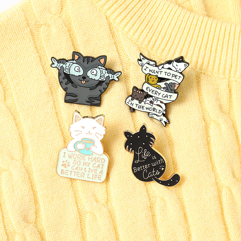Fisheyed Kitty Cat Enamel - thehappypin