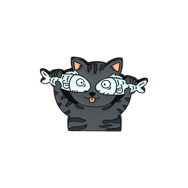 Fisheyed Kitty Cat Enamel - thehappypin
