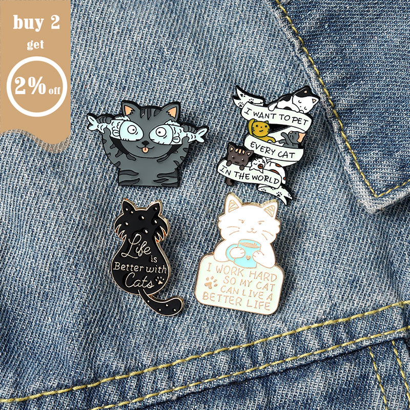 Fisheyed Kitty Cat Enamel - thehappypin