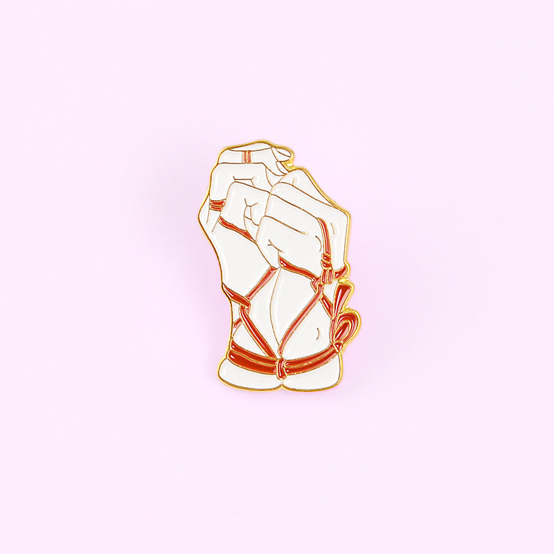 Shibari Hands Rope Play Bondage BDSM Enamel Pin - thehappypin